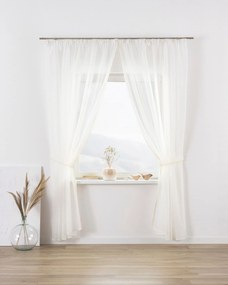 Firany z koronką Lily 2 szt. długie kolor kremowy tkanina półprzezroczysta, połyskliwa