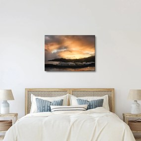 Obraz - plaża z pochmurnym niebem (70x50 cm)