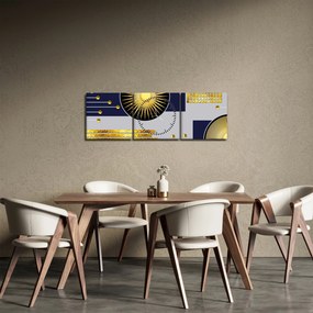 Obraz - Złote koła (z zegarem) (90x30 cm)