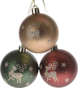 Zestaw ozdób świątecznych London mat, 3 szt., 6 cm, plastik