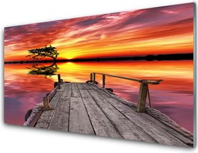 Panel Szklany Drewniane Molo Nad Jeziorem