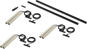 Nowoczesny system oświetlenia szynowego z 6 lampami wiszącymi w kolorze beżowym i czarnym, jednofazowy - Slimline Keno