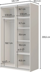 Szafa Przesuwna LUBERO 120 cm Szafa Trzydrzwiowa Kaszmir