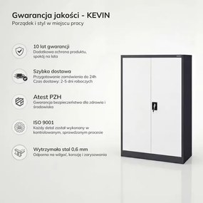Szafa biurowa na dokumenty metalowa antracytowo-biała KEVIN 900 x 1400 x 400 mm
