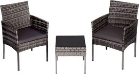 Mały zestaw mebli balkonowych dla 2 osób Riviera 844, technorattan szary