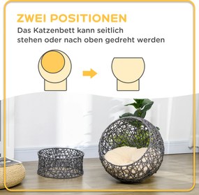 PawHut Domek dla kota z poduszką Fioletowy koszyk z poliestrowego sznura | Aosom PL