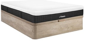 Zestaw 160 × 200 cm stelaż ze skrzynią jasnodrewniany + materac sprężyny kieszeniowe 5-strefowy gr. 21 cm – CIDORA marki YSMÉE