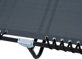 Outsunny Leżak Składany Ogrodowy Ciemnoszary Stal i Tkanina Siatkowa 4 Stopnie Regulacji Oparcia 197x58x76cm | Aosom PL