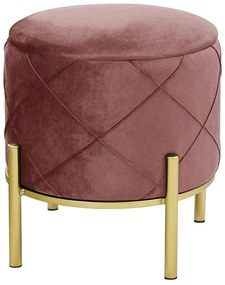 Welurowa różowa pufa glamour na nóżkach E5-W07