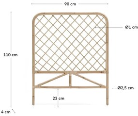 Rattanowy zagłówek w naturalnym kolorze 90x110 cm Citlalli – Kave Home