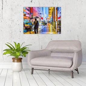 Obraz na szkle - Miasto w neonowym blasku (70x50 cm)