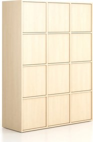 Szafa biurowa FRAME, 12x drzwi, 1299 x 450 x 1735 mm, PUSH-lock, brzoza