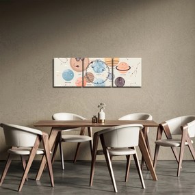 Obraz - Planety z nazwami (z zegarem) (90x30 cm)