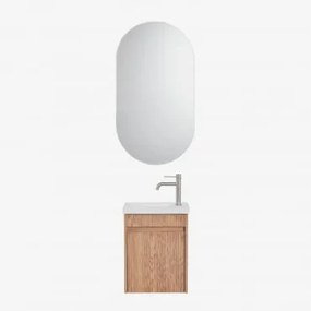 Zestaw Wiszących Mebli Łazienkowych Zintegrowany Z Umywalką Narek Popielaty Brąz & Owalny Z Miejscem Do Przechowywania Czarny - Sklum