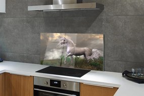 Szkło do Kuchni na Ścianę Magiczny Jednorożec w Obłokach