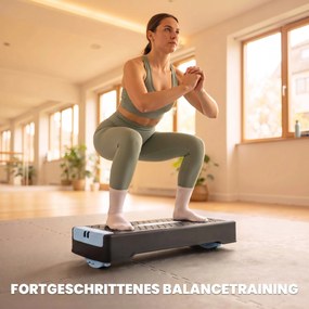 SPORTNOW Deska do stepów regulowana Fitness Aerobic Stepper z 2 poziomami (11/16 cm) 2 taśmami oporowymi, mata antypoślizgowa Niebieski | Aosom PL