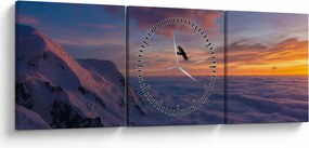 Obraz o zachodzie słońca, Mt. Blanc (z zegarem) (90x30 cm)