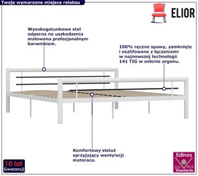 Białe metalowe łózko w stylu loftowym 120x200 cm - Sintra