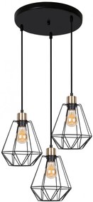 Czarna potrójna lampa wisząca w stylu loftowym - K116 R9-R57