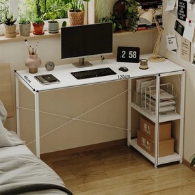 Biurko komputerowe stolik loft białe nowoczesne z półkami industrialne