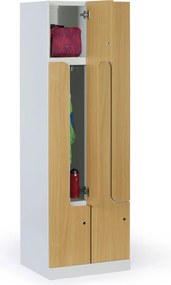 Metalowa szafka ubraniowa S1 Z, 4-drzwiowa, 1850 x 600 x 500 mm, demontaż, zamek mechaniczny z kodem, drzwi laminowane, brzoza