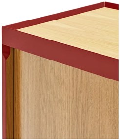Czerwona wysoka komoda w dekorze dębu 95x120 cm Arista – Teulat