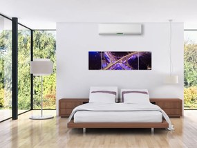 Obraz dużego skrzyżowania w nocy (170x50 cm)