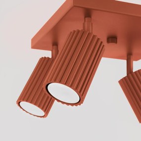 Plafon czteropunktowy KARBON 4 ochra czerwona kwadratowy SOLLUX  LIGHTING