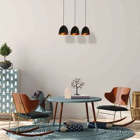Lampa wisząca, 3 klosze, czarno-złota VEGAS 3xE27