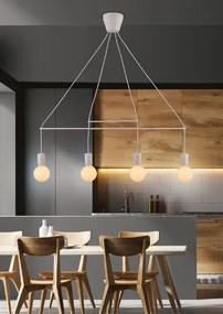 Biała industrialna lampa wisząca - 4X K167 K3-Z47