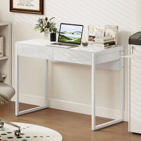 HOMCOM Biurko 100 x 50 cm, biurko komputerowe z 2 szufladami, do małych pomieszczeń, biały | Aosom PL