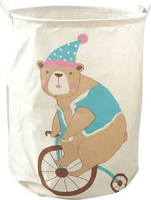 Kosz na zabawki i pranie z nadrukiem CIRCUS BEAR 35x45 cm, kremowy