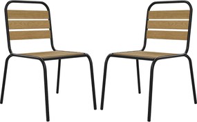 Zestaw 2 ogrodowych krzeseł sztaplowanych z polywood i metalu - Czarny - LYLIOS marki MYLIA