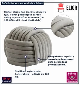 Szara nowoczesna pleciona pufa K2-B14