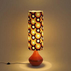Lampa podłogowa retro pomarańczowa z wielokolorowym abażurem z tkaniny - Mina