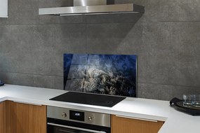 Panel szklany do Kuchni Dłonie w Niebieskiej Poświacie