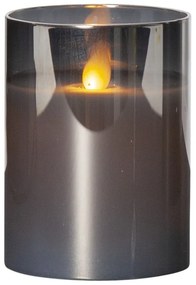 Szara woskowa świeca LED w szkle Star Trading M-Twinkle, wys. 7,5 cm