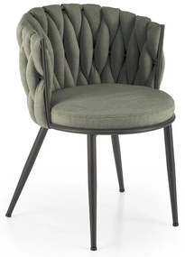 Metalowe krzesło z oliwkowym plecionym oparciem R5-F07