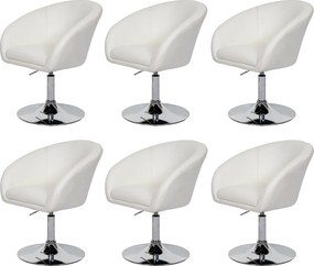 Krzesło do jadalni MCW-F19 (zestaw 6 sztuk),  imitacja skóry biały