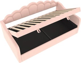 Kanapa z funkcją spania 90x200cm - Zmienny kolor światła LED - Welur - różowy (bez materaca)