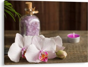 Obraz - Świeca i orchidee (70x50 cm)