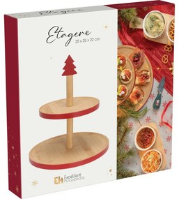 Patera bambusowa na ciastka, 2 poziomy, czerwony