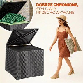 Polirattanowy pojemnik na schowek RICCO, 318L, 75x75x70 cm, czarna Casaria