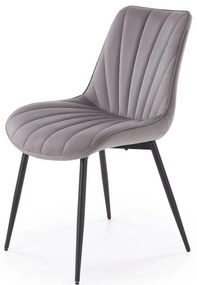 Krzesło do jadalni tapicerowane welurowe popiel szare, pikowane K589