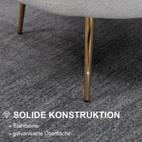 HOMCOM Fotel obity w kształcie muszli, Fotel relaksacyjny, Fotel do odpoczynku, Metalowe nogi w złotym kolorze, 79Dł x 77Szer x 77Wys cm, Biały