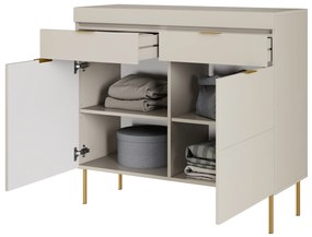 Komoda Sentia 105 dwudrzwiowa z dwoma szufladami - kaszmir / złoty