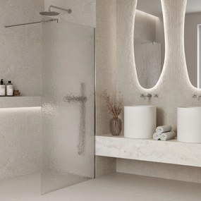 Ścianka prysznicowa WALK IN FIX artystyczna prostokątna transparentna 8 mm Arte Frozen Classic Clear MASSI | Różne rozmiary : Kolor profili kabiny - czarny, Szerokość ścianki - 120 cm, Typ montażu - WALK in FIX (Do ściany)