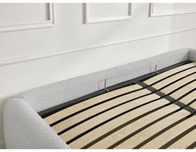 Jasnoszare tapicerowane łóżko dwuosobowe ze schowkiem/bez zagłówka ze stelażem 180x200 cm Inera – Bobochic Paris