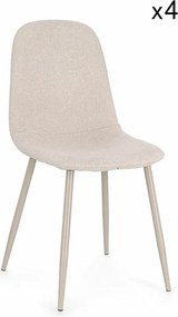 Zestaw 4 beżowych krzeseł ze stali i tkaniny - IRELIA