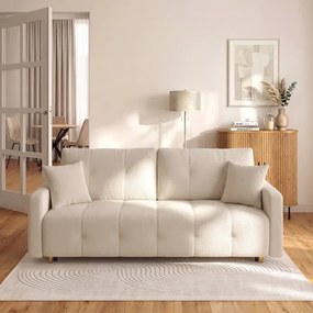 Sofa z Funkcją Spania SEUL Rozkładana Dwuosobowa Beżowa Boucle Glamour